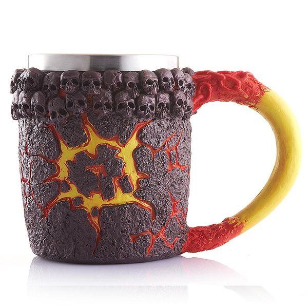 

mugs 1pcs creative 304 stainless steel magma monster beer mug bronze cup as a gift for man boy boyfriend