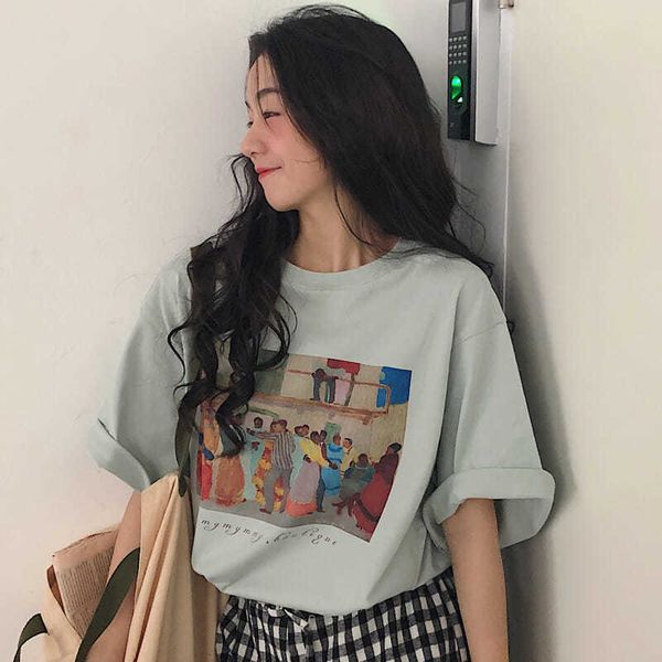 

2021 new korean fashion manga short female t-shirt will see harajuku graphic character t-shirts schoolgirl shirt style street clothes 5, White