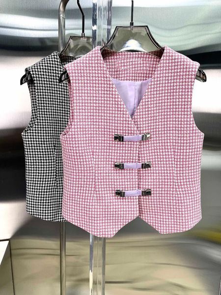 

women's vests 2021fw autumn casual women plaid vest coat female fashion 2 color gdnz 7.07, Black;white