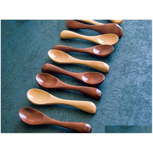 

100pcs/lot 12.5*2.5cm natural wooden spoon scoop wood tea honey coffee connt salt jllogf soif