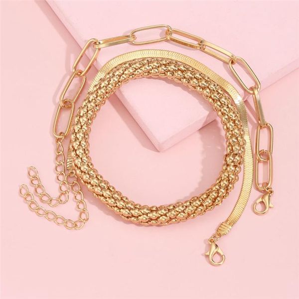 

link, chain 3pcs/set fashion hand-woven personality corn bracelet set for women fine hollow snake wrist jewelry bangle, Black