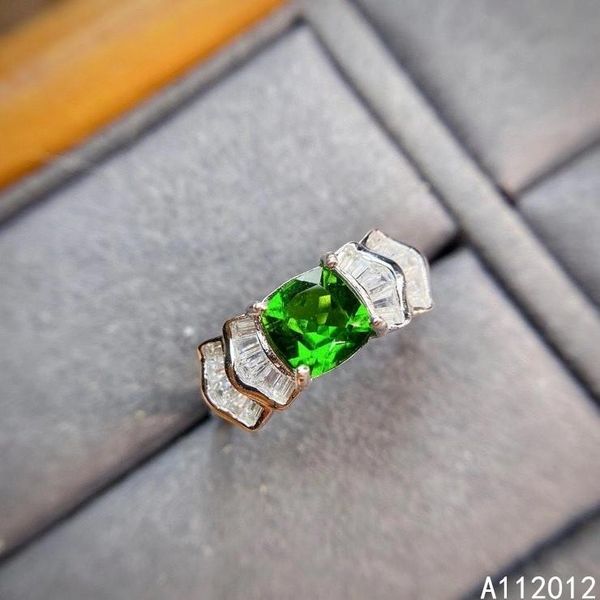 

cluster rings kjjeaxcmy fine jewelry s925 sterling silver inlaid natural diopside girl trendy adjustable ring support test chinese style, Golden;silver