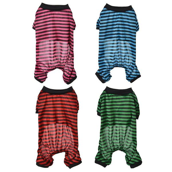 

dog apparel thin stripe pet pajamas for cats jumpsuit clothes puppy clothing summer cat sleepwear dogs pyjamas nightshirt 35