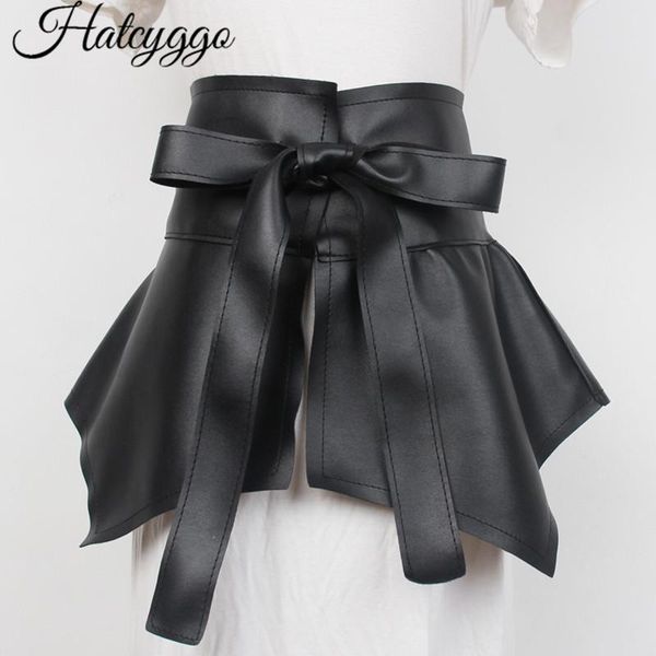 

belts hatcyggo female wide cummerbunds vintage black corset belt for women pu leather waist designer dress, Black;brown
