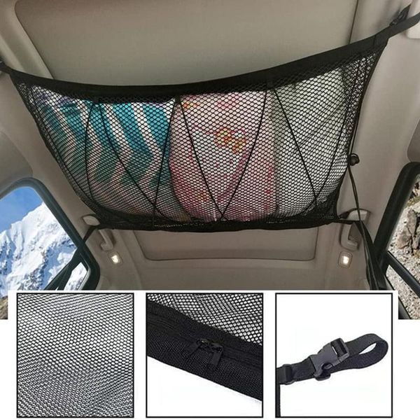 

car organizer 1 pcs portable ceiling storage net pocket roof interior cargo bag trunk pouch sundries
