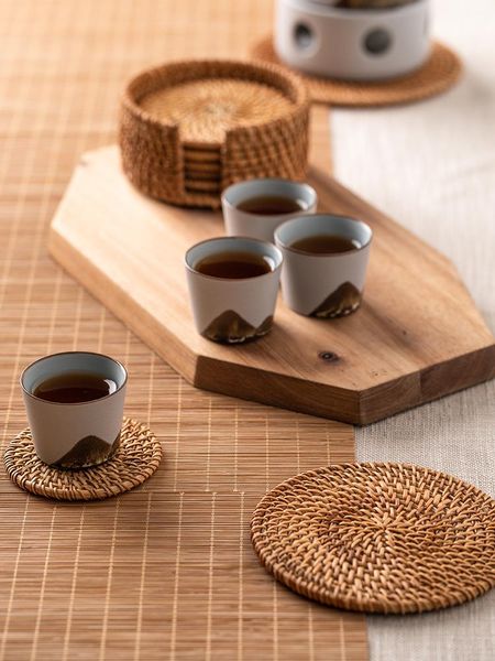 

mats & pads handmadevine woven heat proof mat coasterskitchen dining table cushion anti-scald pan creative placemat non-slip