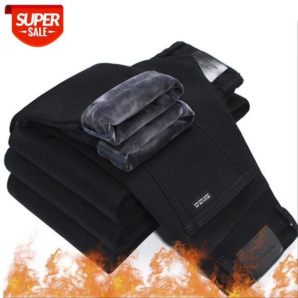 

2020 men fashion winter jeans men black slim fit stretch thick velvet pants warm jeans casual fleece trousers male plus size #vb0z