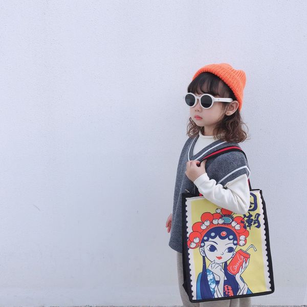 

canvas children shoulder bags kids kindergarten messenger bag fashion drama toddler crossbody bag for girl high capacity kid bag