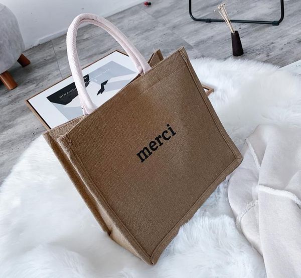 

female bag new 2021 casual all-match fashion linen printed handbag large capacity tote bag