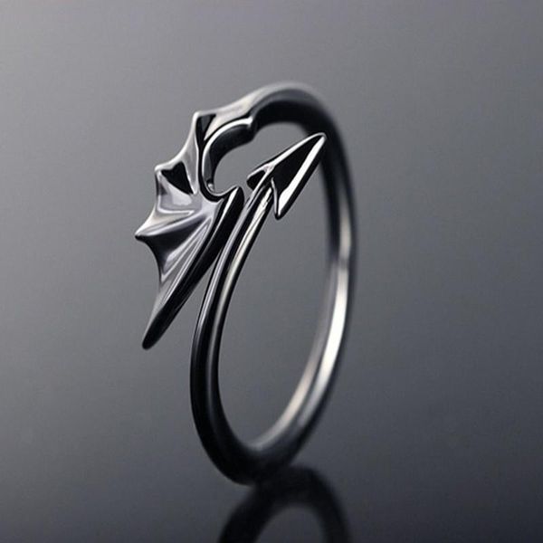 Cluster Ringe Punk Stil Titan Messing Koakuma Kleiner Teufel Drache Gothic Böse Vampir Offener Ring Party Schmuck Zubehör für Männer Geschenk