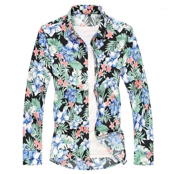 

plus size 7xl 6xl autumn men's shirts printed male slim fit long sleeve party men print business shirt casual, White;black