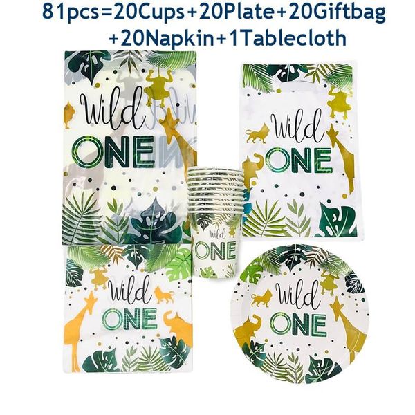 

disposable dinnerware wild one birthday forest animal tableware jungle safari decoration supplies paper plates cup tablecloth party
