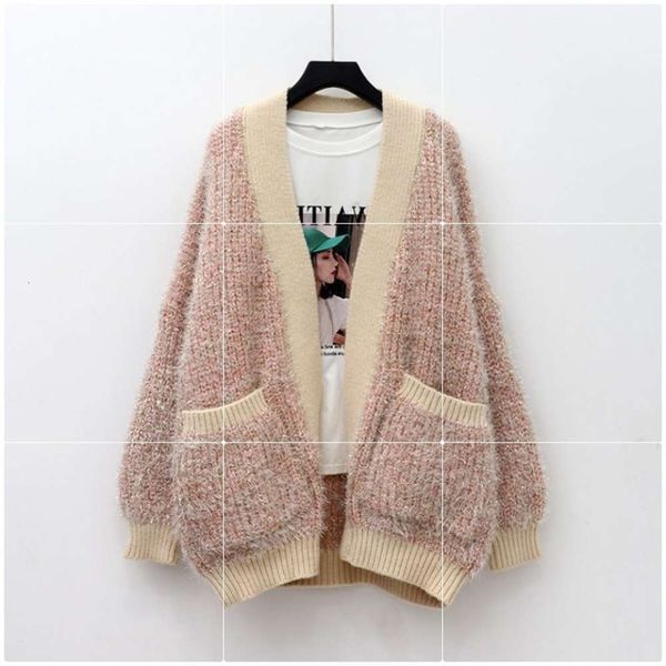 

sweater, coat, women's loose fit, medium length, lazy style, korean bright silk, autumn 2020 new knitted cardigan, Black