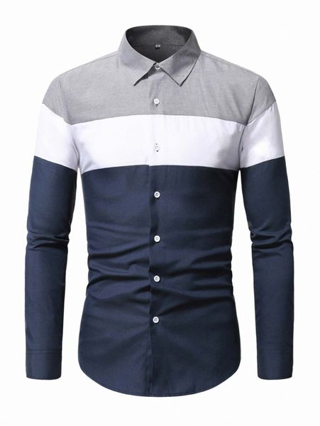 

men color block button front shirt h2z9#, White;black
