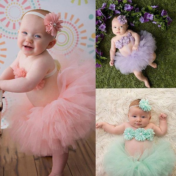 

skirts beautiful baby girl toddler flower clothes+hairband+tutu skirt po prop costume outfits, Blue