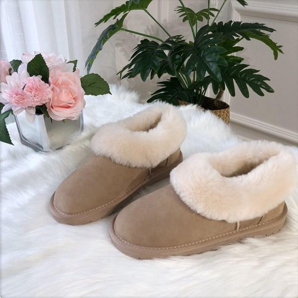 

boots shoes ladies 2021 arrival real leather snow natural fur warm wool winter mini ankle, Black