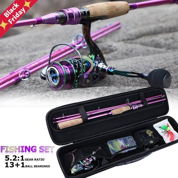 

rod reel combo fishing and set spinning rods line lure bag hooks float full