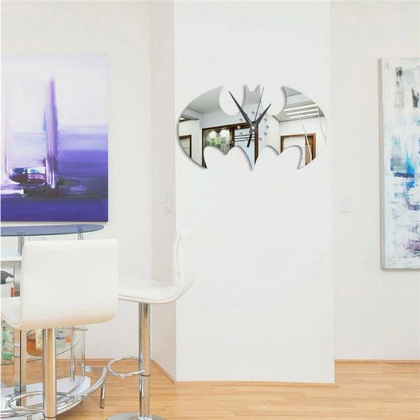 

diy wall clock bat quartz clock acrylic mirror clocks sticker for home decor