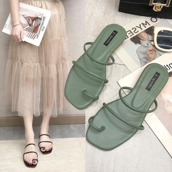 

slippers belt roman sandals flat summer heels wear foot ring women's shoes low heel casual beach, Black