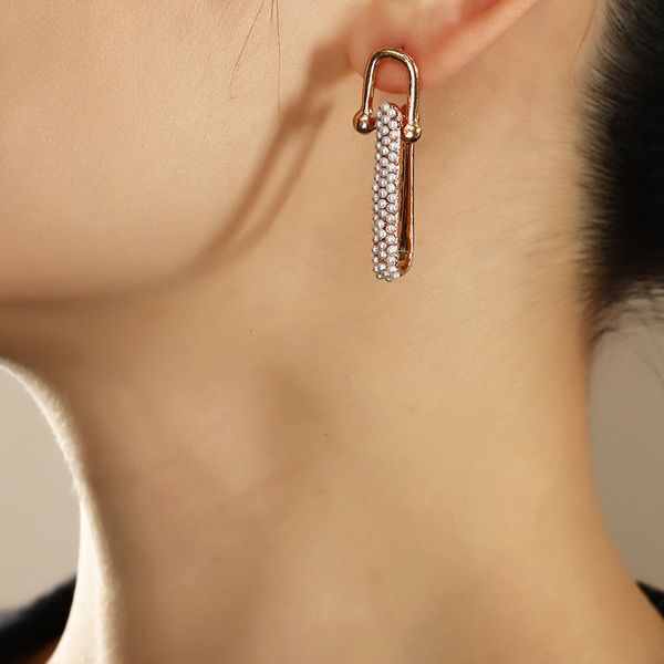 

ez3200 fashion accessories small luxury u-shaped splicing pearl earrings, Silver