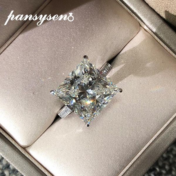 Anelli a grappolo PANSYSEN Top Quality Solid 925 Sterling Silver 15ct Creato Moissanite Wedding per le donne Party Fine Jewelry Ring all'ingrosso