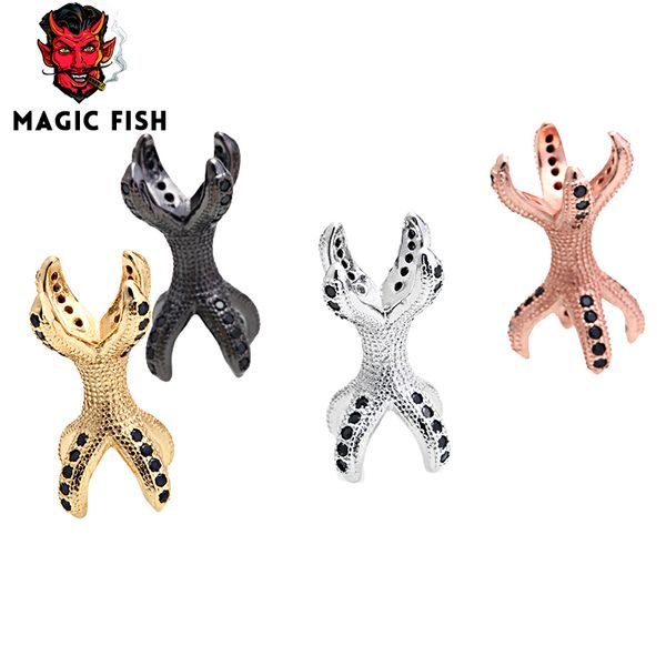 

magic fish bead caps diy lovers beads bracelet copper double charms inlaid black zircon unicorn perolas para artesanato atacado, Bronze;silver