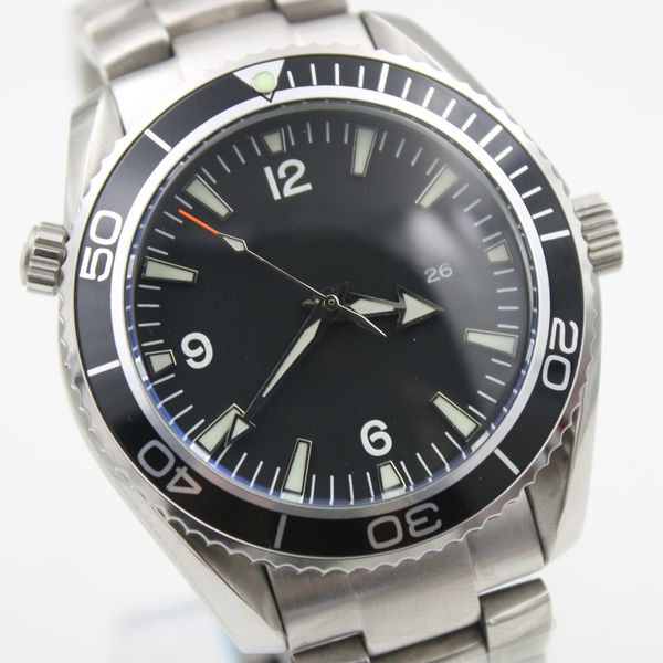 

ocean 600m sea mens watch black date automatic movement watches stainless steel flod clasp master mens wristwatches, Slivery;brown