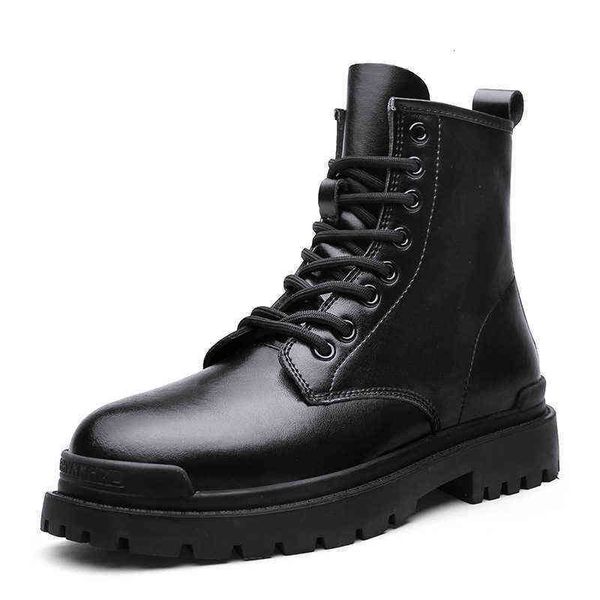 

autumn 2021 lovers' six hole eight autumn winter high rubber outsole martin boots tooling cotton sho, Black