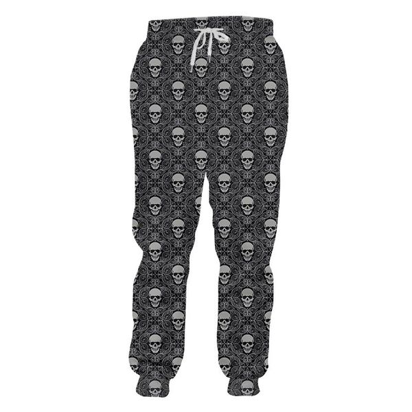 

men's pants spring and autumn 3d printing black white skull hip hop breathable sports trend casual jogging pencil