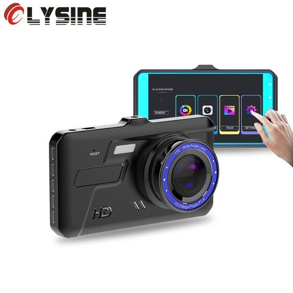

car rear view cameras& parking sensors olysine d66 dvr touching screen 4 inch ips mirror dash cam dual lens 1080p auto video registrar drive