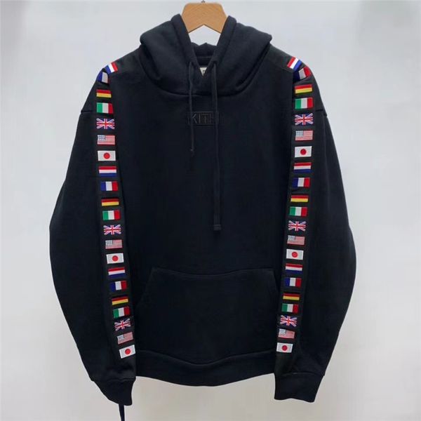 

2021 new hoodie men women kith love the city hoodies front box sleeve flags embroidery pullovers sweatshirts 6384, Black