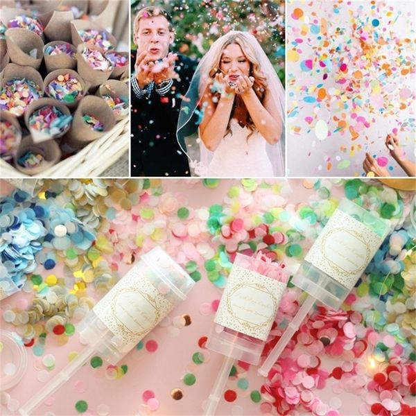 5 pcs casamento spray confetti canhões divertido confetes poppers para aniversário celebração festa decoração parabéns fortecedores y201015