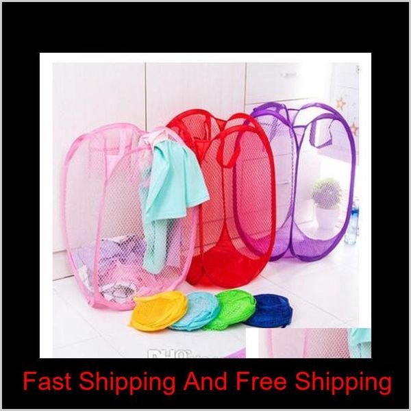 

laundry basket bag foldable pop up washing clothes hamper mesh storage children's toys shoes sundries stor qylpdn tore2010