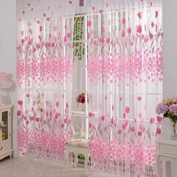 

curtain & drapes living room luxury sheer curtains windows kitchen tulle yarn bedroom tulip lotus purple brown pink