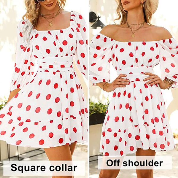 

casual dresses women lantern sleeve tie backless dress fashion boho print ruffle off shoulder streetwear beach holiday mini, Black;gray
