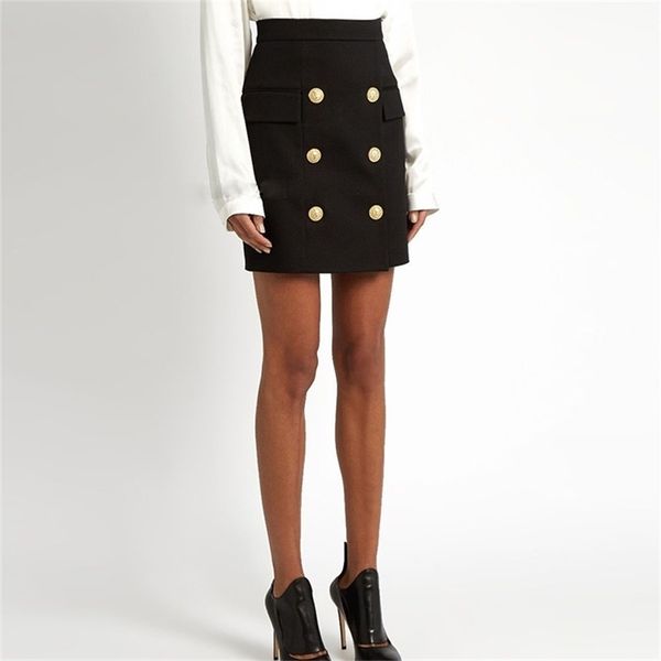 HIGH STREET est Designer Career Skirt Bottoni leone in metallo impreziositi da donna Mini 210619