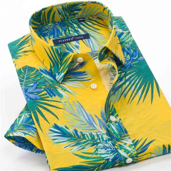 Camicia hawaiana manica corta da uomo, asciugatura rapida Dimensioni asiatiche, estate, casual e floreale, spiaggia, XXL-10XL per uomo 210809