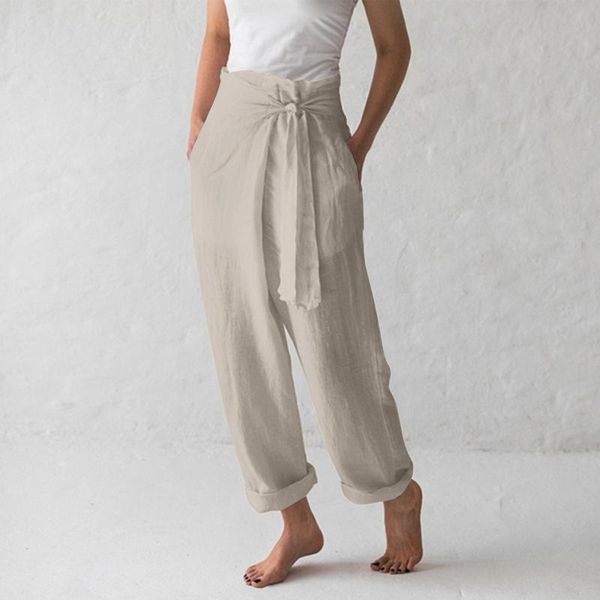 

women's leggings solid wide leg pants high waist drawstring loose casual thin for women 2021 summer fashion trousers #t2g, Black