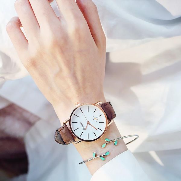 

wristwatches fashion watch girls students watches simple leisure atmospheric vintage artistic style clock gift relogio, Slivery;brown