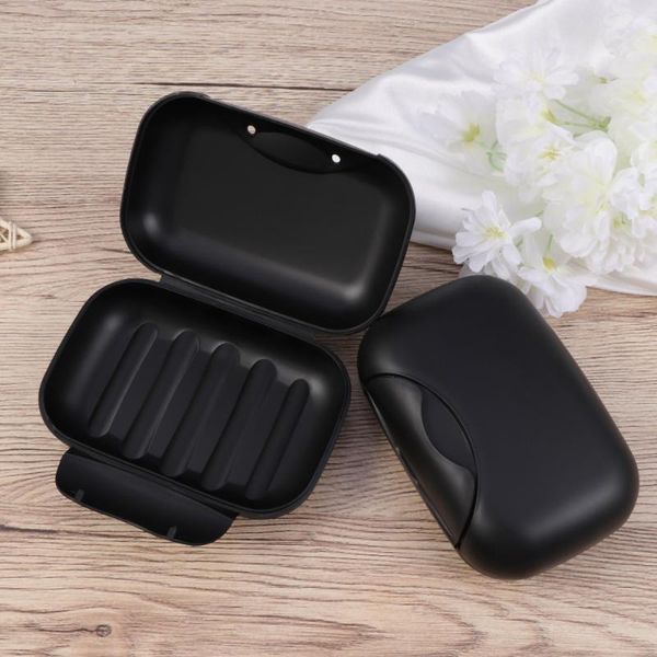 

soap dishes 2pcs travel box sealing waterproof seal buckle portable dish basket holder for men home black