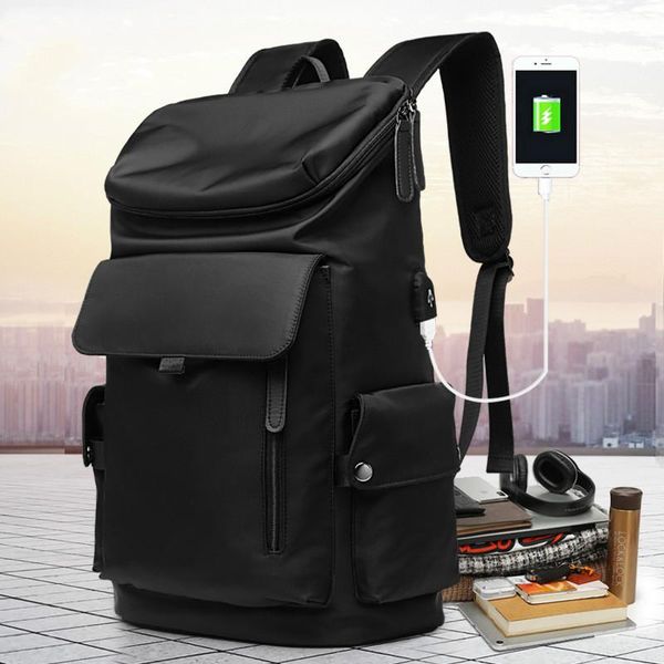 

backpack portable fashion outdoor travel solid black softback korean zipper mochila hombre bags for men db60bb
