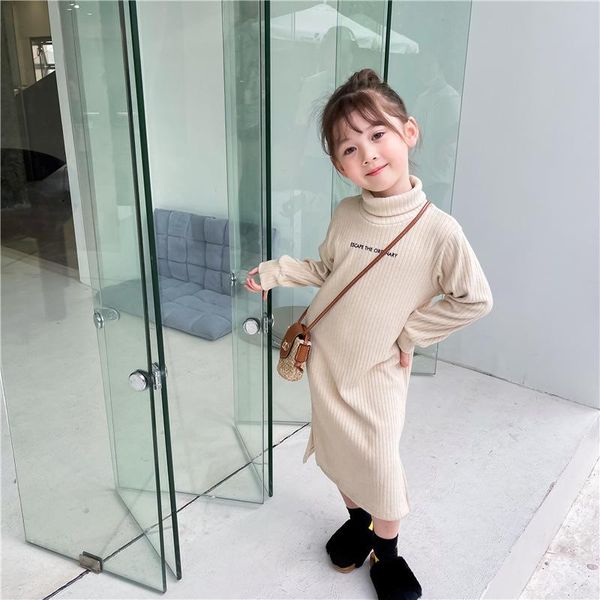 

girl's dresses 2021 korean girls dress autumn winter cotton fashion kids clothes 1-7 years, Red;yellow