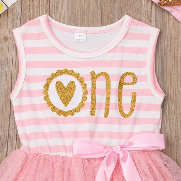 

girl's dresses cute born baby girls one birthday romper ruffles tulle striped dress outfits clothes 0-24m, Red;yellow