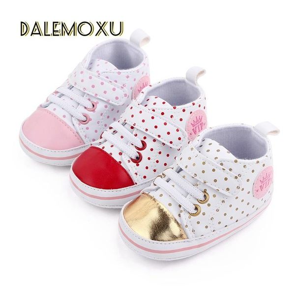 

first walkers infant born baby girls polka dots sneakers spring autumn toddlers prewalkers walking anti-slip shoes