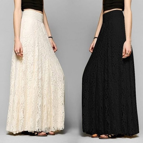 

fashion white silver high waist party wear maxi female pleated skirts new style womens ladies long summer skirt 2021 210309, Black