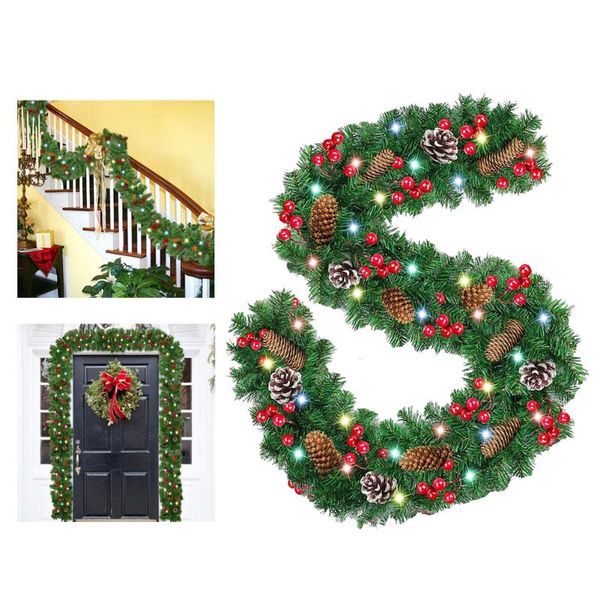 

decorative flowers & wreaths artificial christmas led light rattan garland decor for party fir pinecone red berry wall door xmas tree hangin