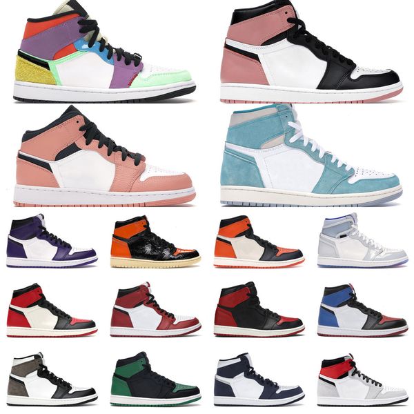 

2021 men basketball shoes 1s high og 1 volt gold chicago obsidian tie dye dark mocha shattered backboard mens women trainers sneakers 21z95z