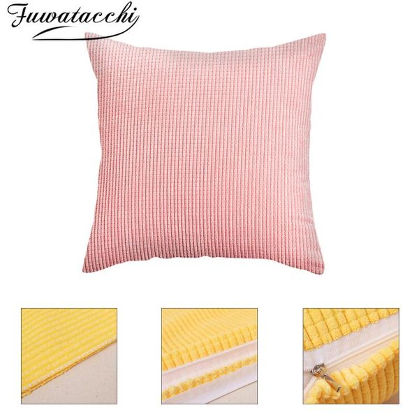 

cushion/decorative pillow fuwatacchi pure color simple cushion cover multi-color thick corduroy covers for home sofa decorative couch