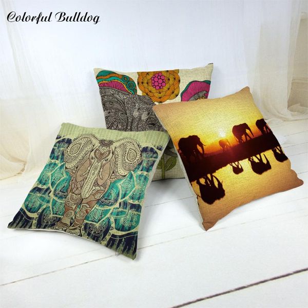 

cushion/decorative pillow geometric elephant mandala statue roses toss chakra cushion covers sunset scenic living room sofa decoration 17*17