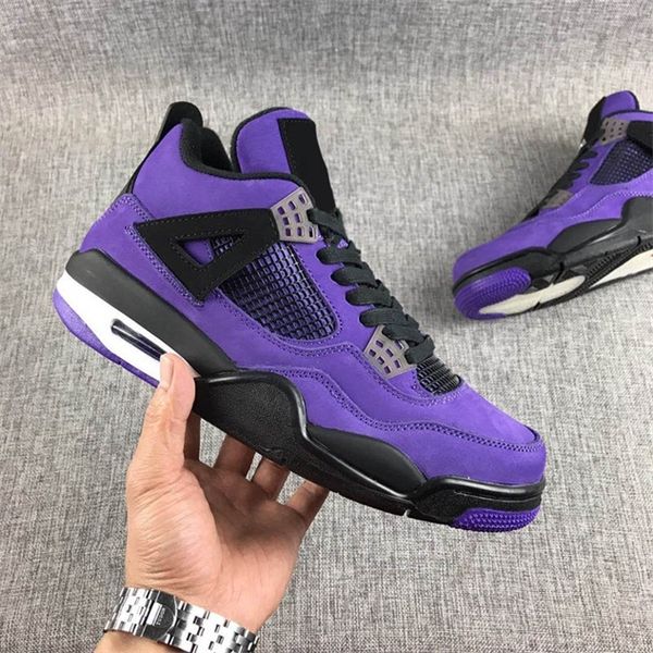 

travis scott x jumpman 4 4s cactus jack brand iv purple mens sneaker shoes white laser all black sports fashion sneakers authentic 7-13